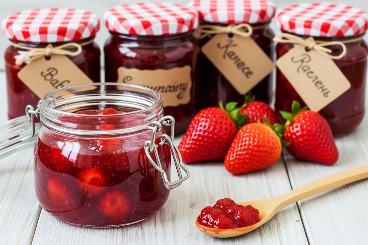 Confiture fraises maison pots artisanale traditionnelle