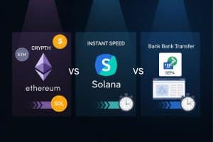Comparaison Ethereum Solana virement bancaire paiement
