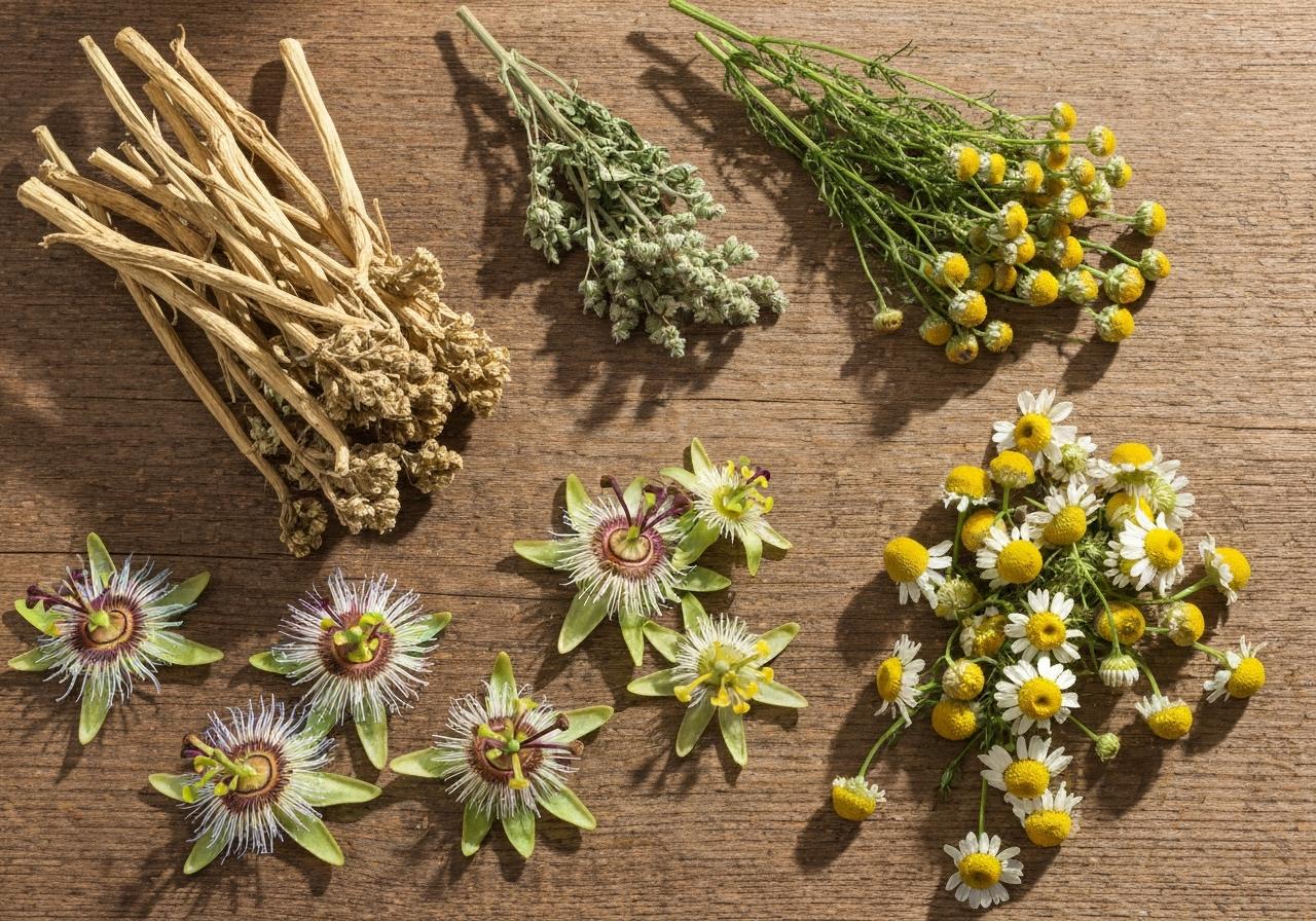Plantes séchées valériane passiflore camomille en vrac