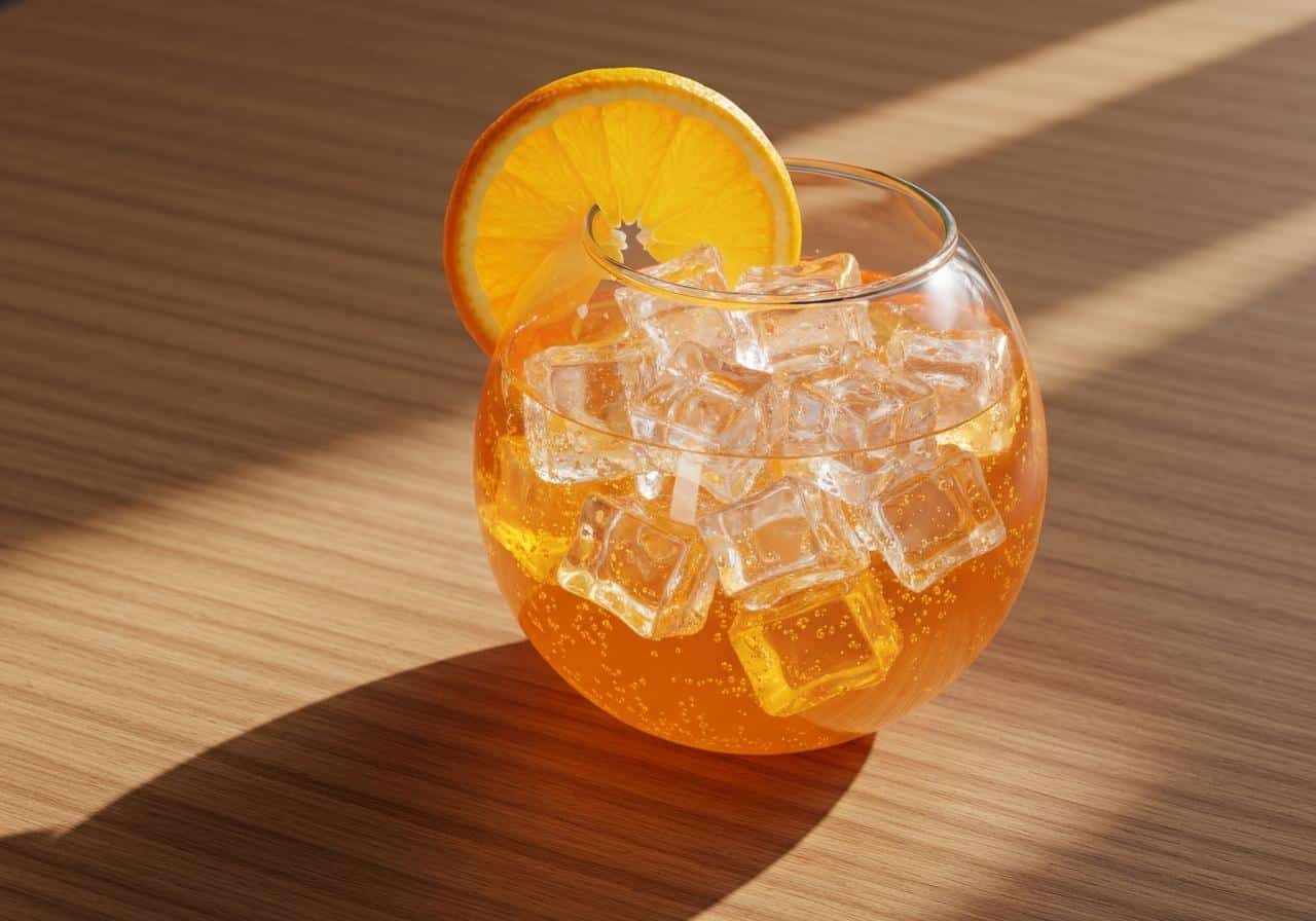 Verre de spritz sans alcool avec tranche d'orange et glaçons
