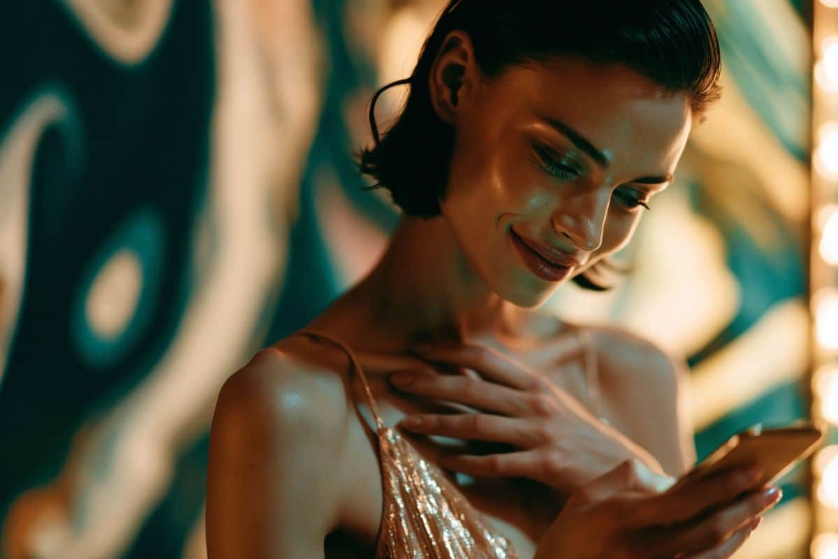 Femme qui regarde son téléphone